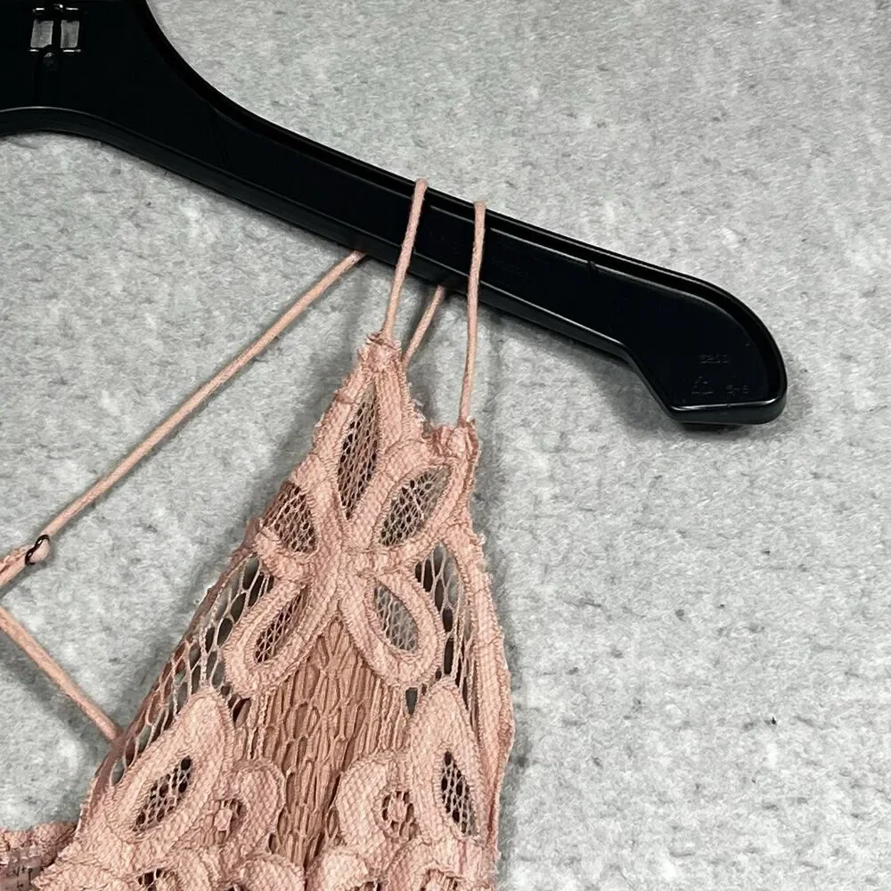 Free People Lace Slip Dress Womens Size XS Adella Dusty Rose Pink Ruffle Dress - Picture 3 of 12